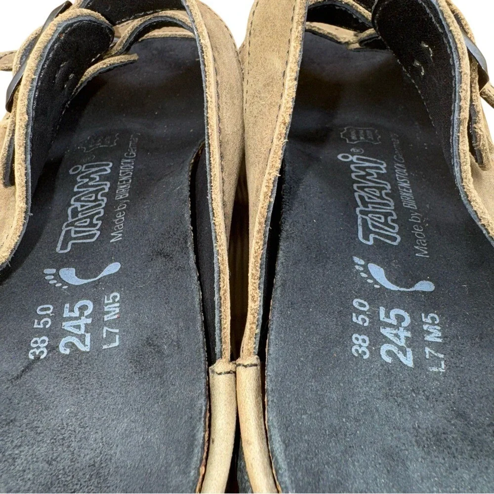 Birkenstock Tatami 3 Strap  Buckle Slide Sandals, Brown Nubuck Women's‎ 7 EUC